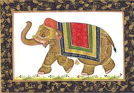 Seidenmalerei Elefanten